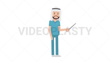 Arab Male Nurse Holding Pointer Stick Stock Animation