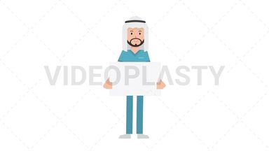 Arab Male Nurse Holding Poster Stock Animation