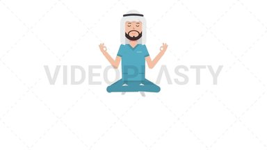 Arab Male Nurse Meditating Stock Animation