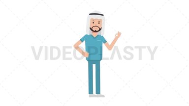 Arab Male Nurse Ok Stock Animation
