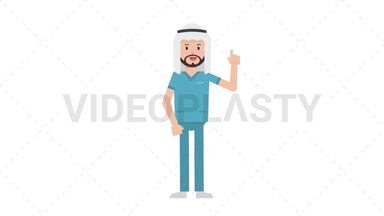 Arab Male Nurse Pointing Above Stock Animation