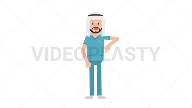 Arab Male Nurse Pointing Below Stock Animation