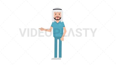Arab Male Nurse Pointing Left Stock Animation
