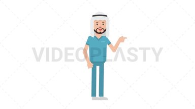 Arab Male Nurse Pointing Right Stock Animation