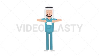 Arab Male Nurse Putting on Face Mask Stock Animation