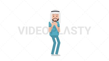 Arab Male Nurse Scared Stock Animation