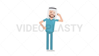 Arab Male Nurse Searching with a Magnifying Glass Stock Animation