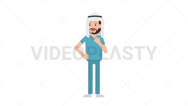 Arab Male Nurse Shortness of Breath Stock Animation