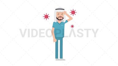 Arab Male Nurse Sick with Covid Stock Animation