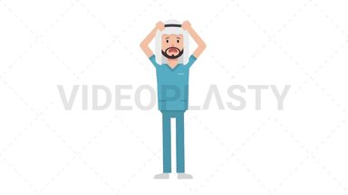 Arab Male Nurse Stressed Stock Animation