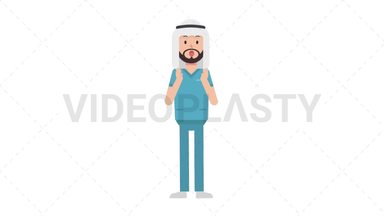 Arab Male Nurse Surprised Stock Animation