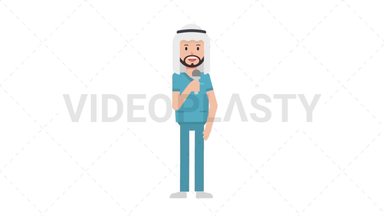 Arab Male Nurse Talking on Microphone Stock Animation