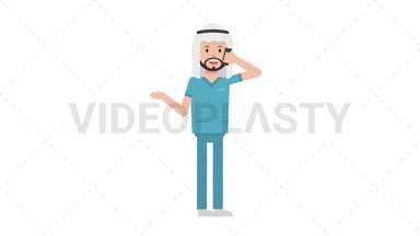 Arab Male Nurse Talking on the Phone Happy Stock Animation