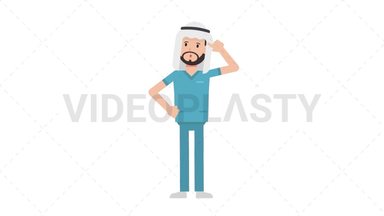 Arab Male Nurse Thinking Stock Animation