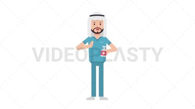 Arab Male Nurse Using Disinfectant Spray Stock Animation