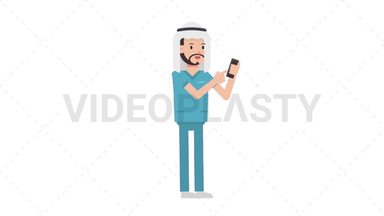 Arab Male Nurse Using Phone Stock Animation