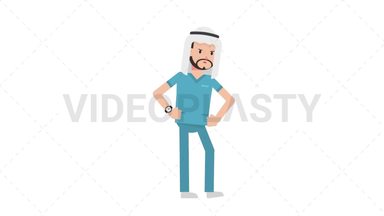 Arab Male Nurse Waiting Stock Animation
