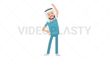 Arab Male Nurse Warmup Exercise Stock Animation