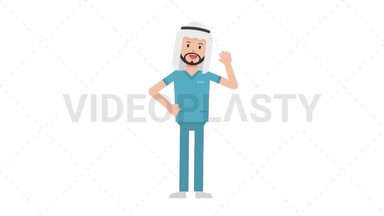 Arab Male Nurse Waving Stock Animation