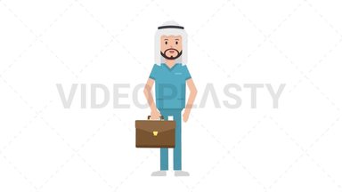 Arab Male Nurse Waving with Briefcase Stock Animation