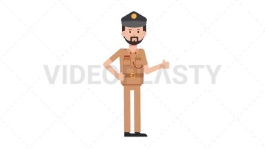Arab Policeman Approve Stock Animation
