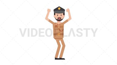 Arab Policeman Cheer Stock Animation