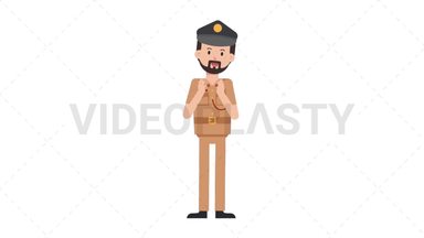 Arab Policeman Clapping Stock Animation