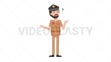 Arab Policeman Confused Stock Animation