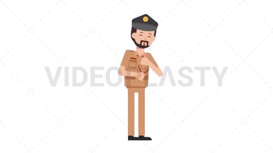 Arab Policeman Coughing Stock Animation