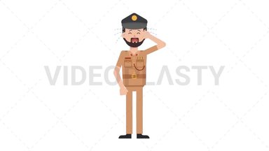 Arab Policeman Crying Stock Animation