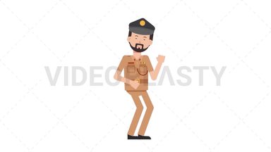Arab Policeman Dancing Stock Animation