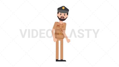 Arab Policeman Dizzy Stock Animation