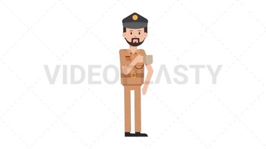 Arab Policeman Drinking Coffee Stock Animation