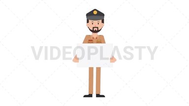 Arab Policeman Holding Poster Stock Animation
