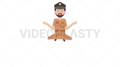 Arab Policeman Meditating Stock Animation