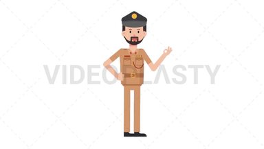 Arab Policeman Ok Stock Animation