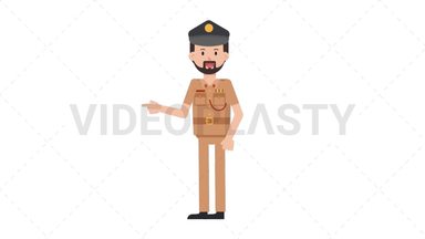 Arab Policeman Pointing Left Stock Animation