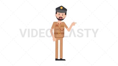 Arab Policeman Pointing Right Stock Animation