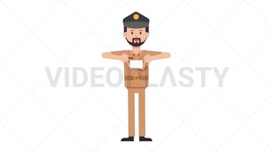 Arab Policeman Putting on Face Mask Stock Animation