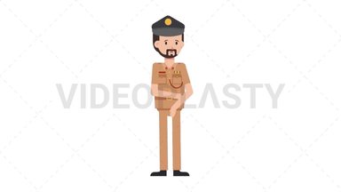 Arab Policeman Sad Stock Animation