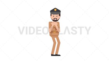 Arab Policeman Scared Stock Animation