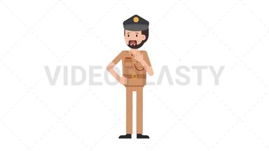 Arab Policeman Shortness of Breath Stock Animation