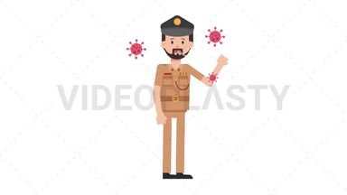 Arab Policeman Sick with Covid Stock Animation