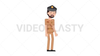 Arab Policeman Sleepy Stock Animation