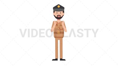 Arab Policeman Surprised Stock Animation