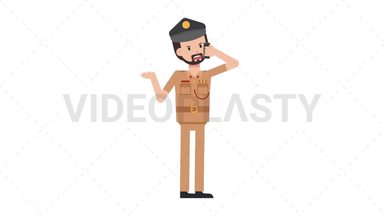 Arab Policeman Talking on the Phone Angry Stock Animation