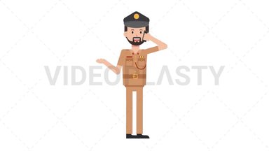 Arab Policeman Talking on the Phone Happy Stock Animation