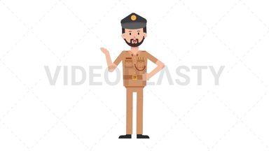 Arab Policeman Talking Stock Animation