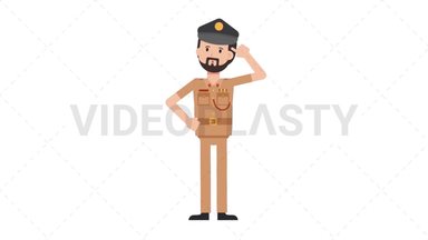 Arab Policeman Thinking Stock Animation