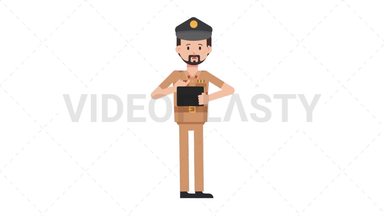 Arab Policeman Using Tablet Sad Stock Animation